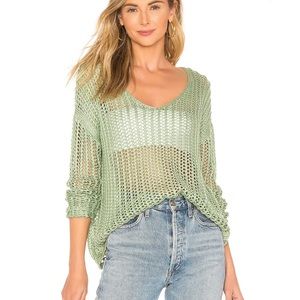 Tularosa Hole-Knit V-Neck Sweater Green